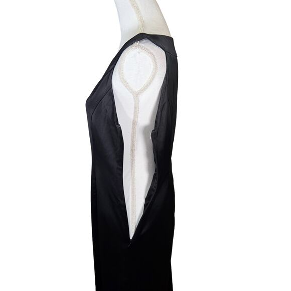 John Lewis Black Satin Slip Dress Size 14 Black Formal Event Cocktail Attire LBD - Picture 6 of 13